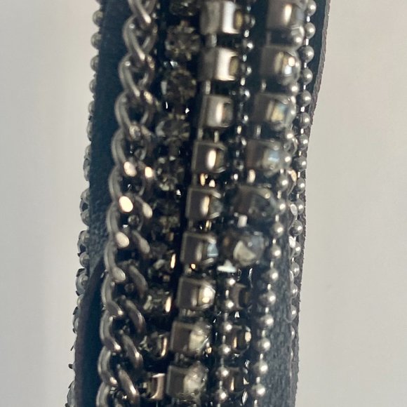 NAHMIAS Designer Black Crystal Keychain, Black Leather Tassel Swarovski Crystal - Picture 8 of 12